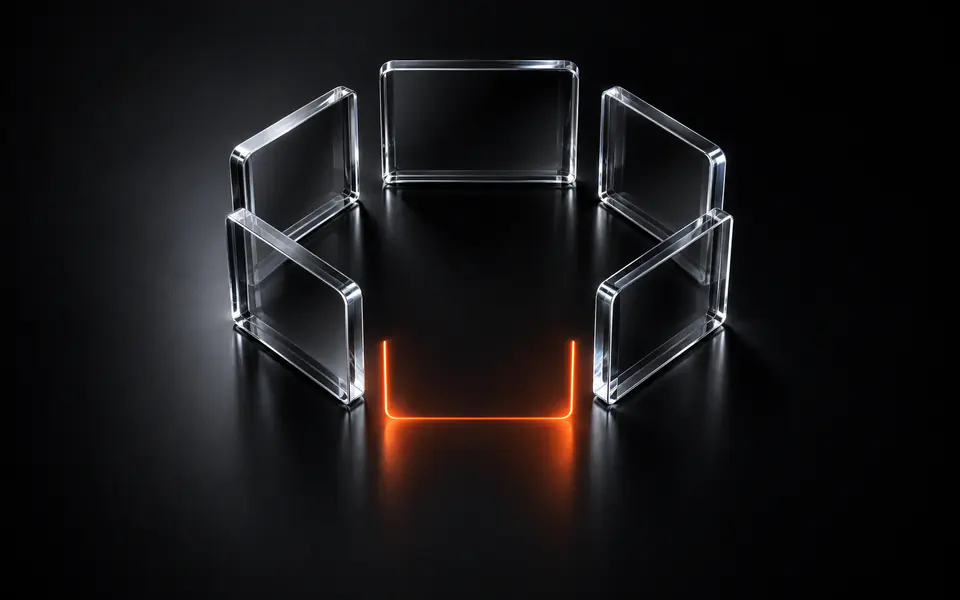 Six glass test cards leave one orange empty slot in an incomplete ring